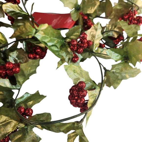Glitter Holly Berry Christmas Garland 6 Ft Each Set Of 4 Holiday Decor New - Picture 9 of 9